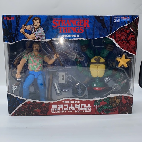 NWT Teenage Mutant Ninja Turtles Stranger Things Raphael & Hopper Action Figures - Picture 4 of 16